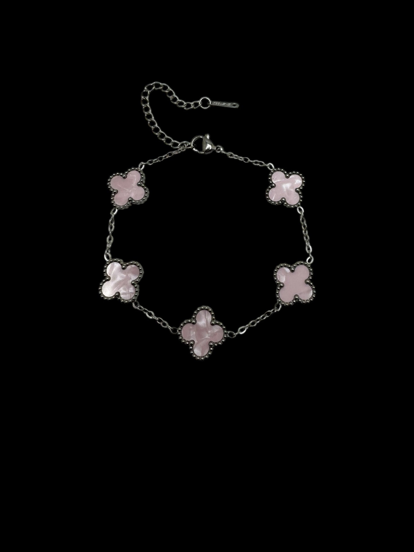 Pink and Silver Clover Bracelet