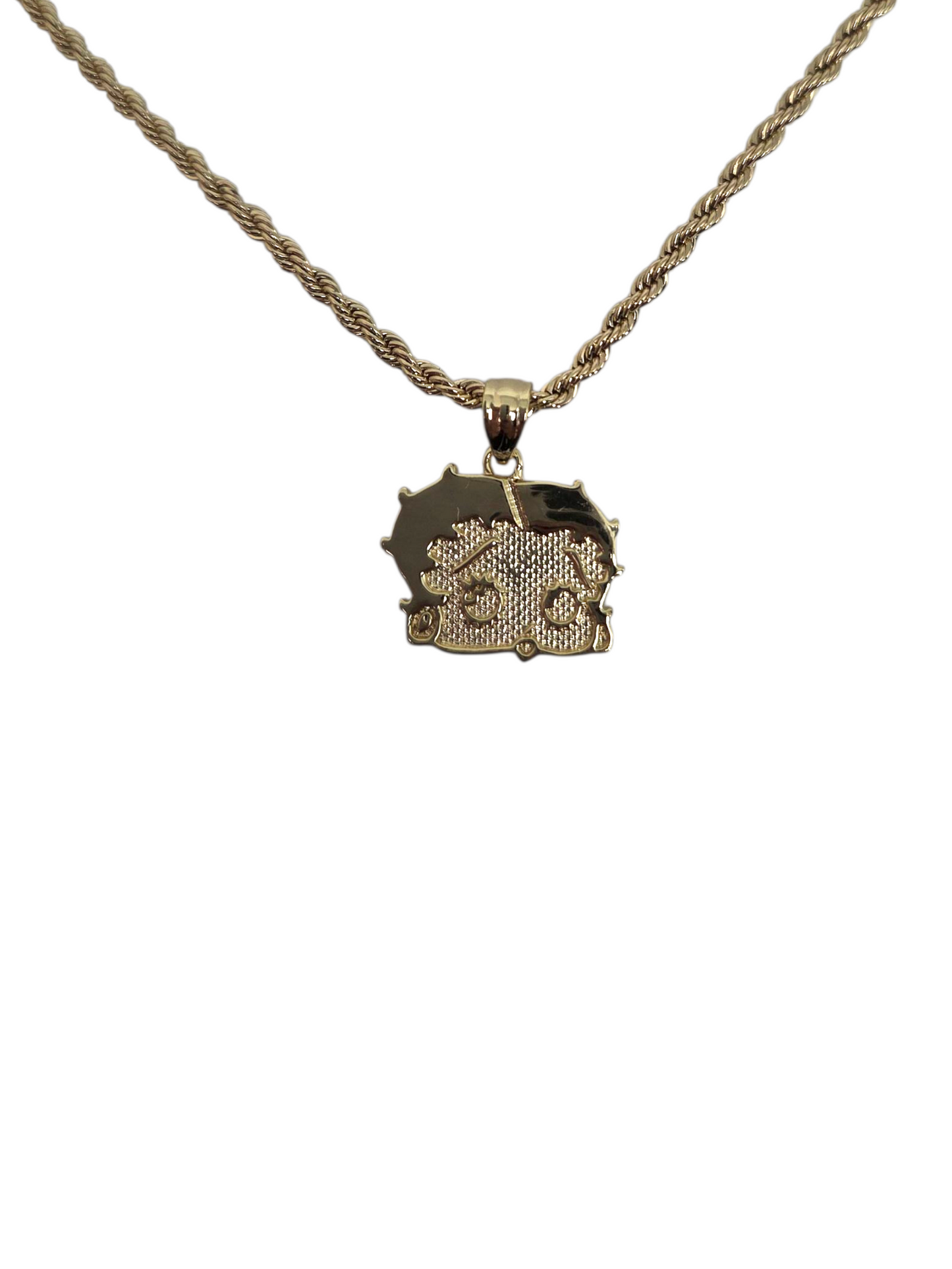 Gold Betty Boop Full Face Necklace