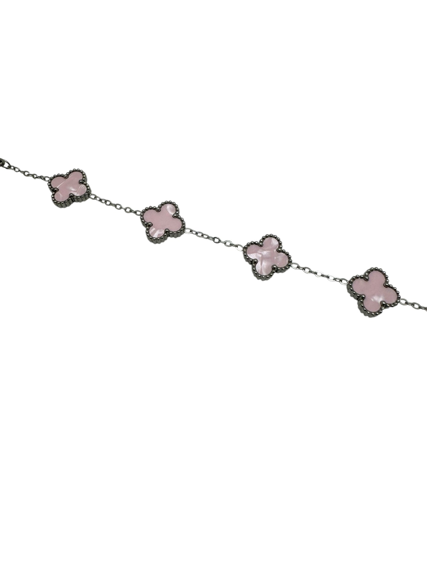 Pink and Silver Clover Bracelet