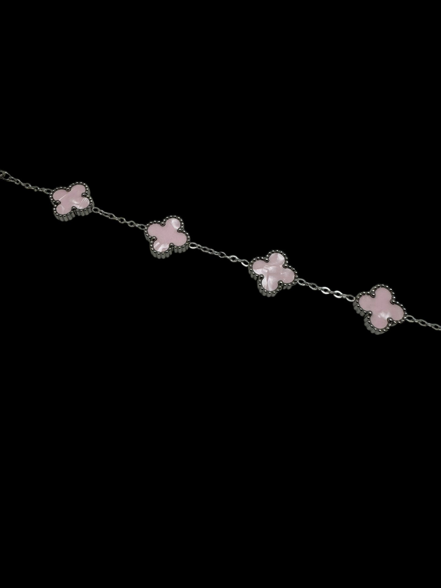 Pink and Silver Clover Bracelet