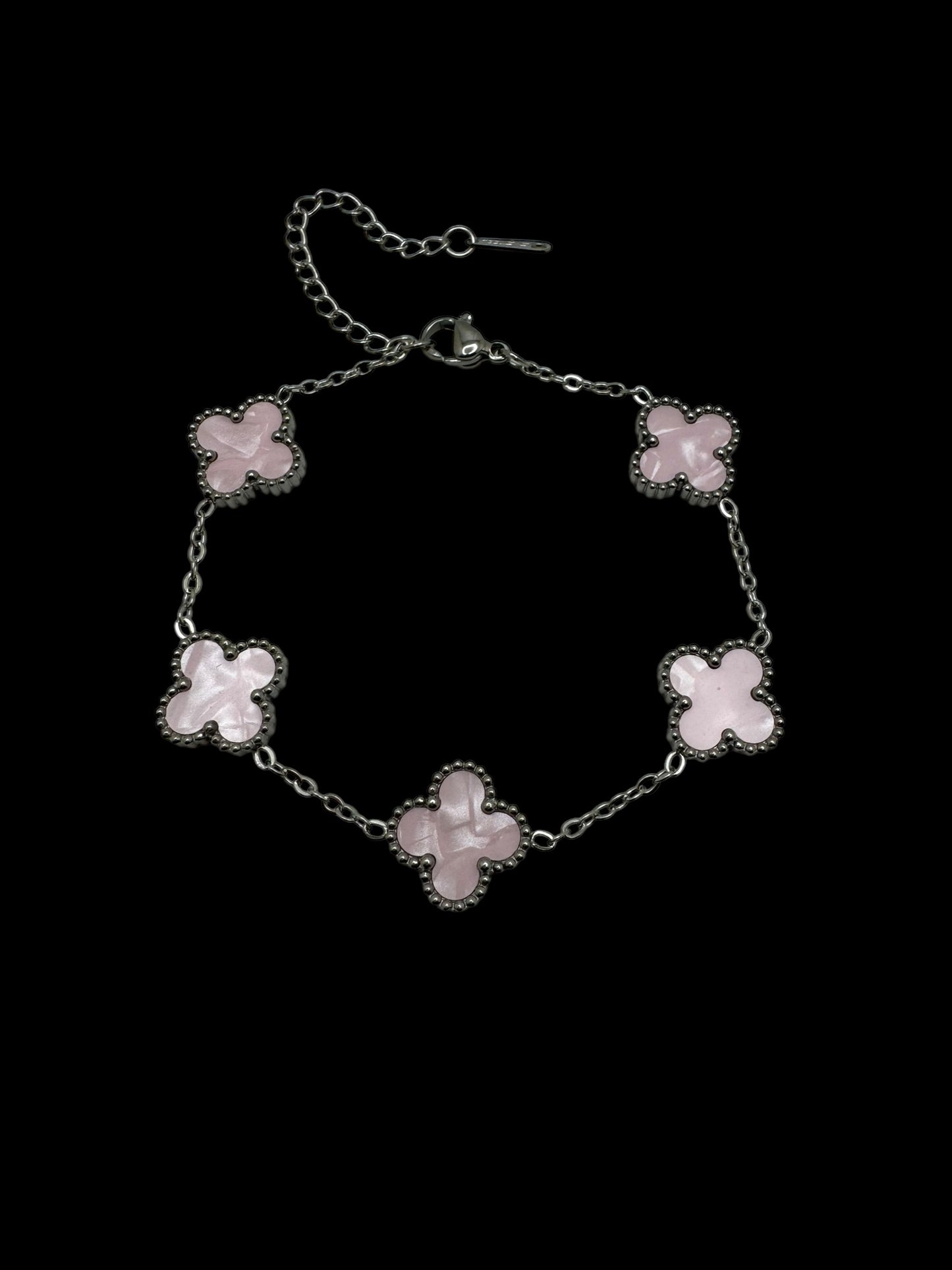 Pink and Silver Clover Bracelet