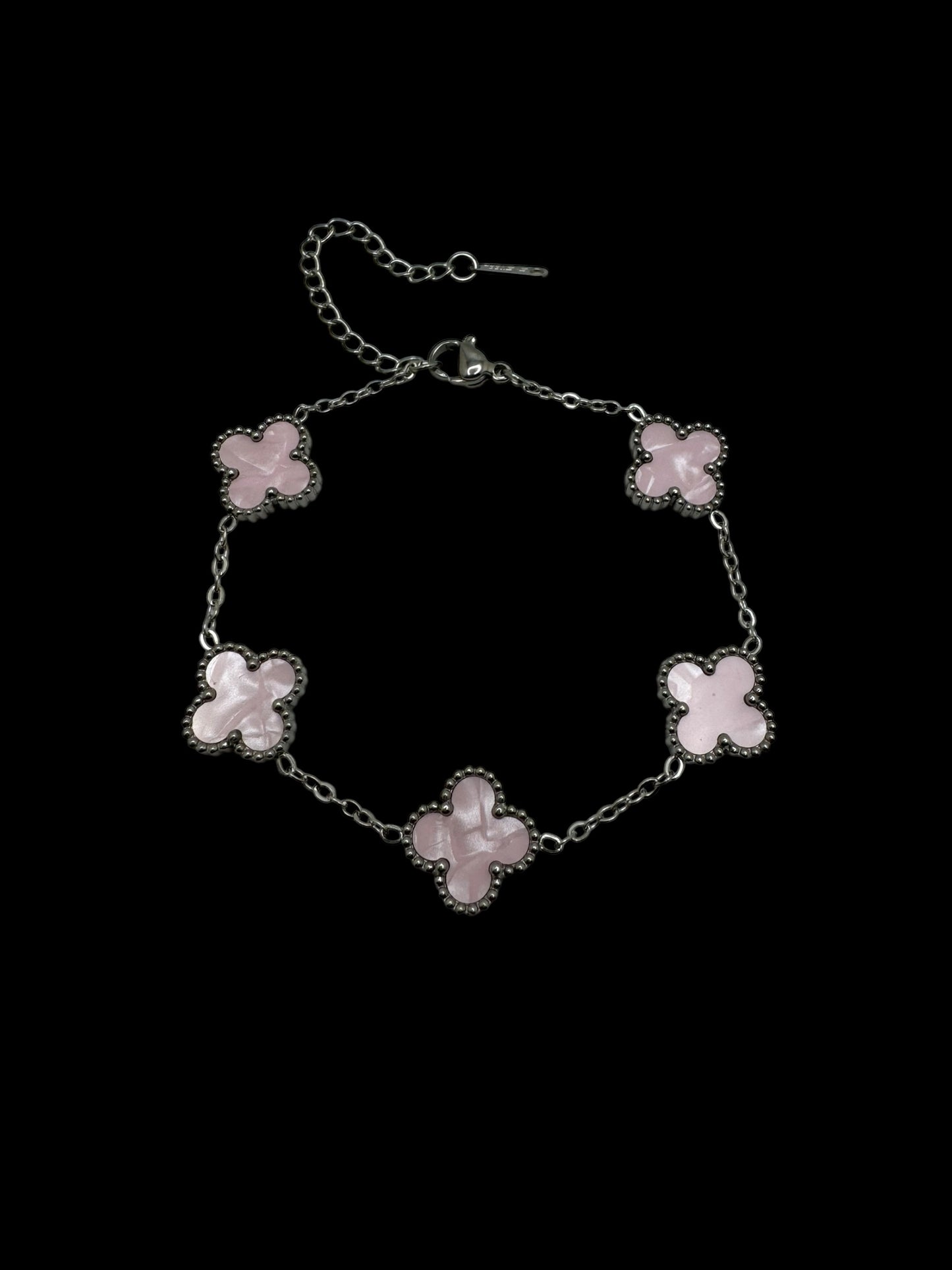 Pink and Silver Clover Bracelet