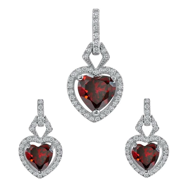 925 Ruby Heart Set