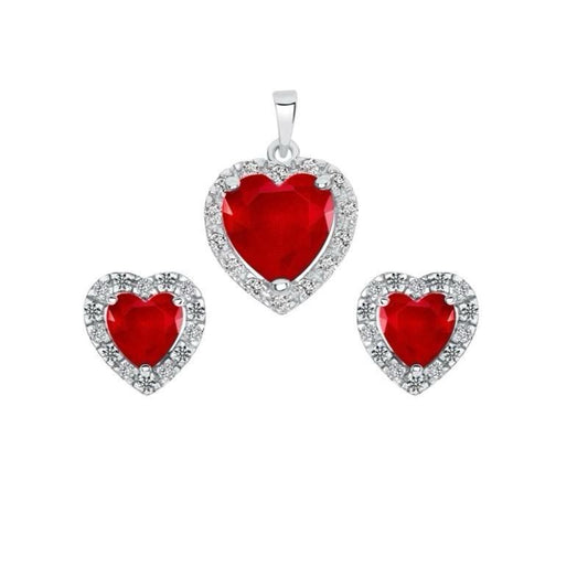 925 Garnet Heart Set