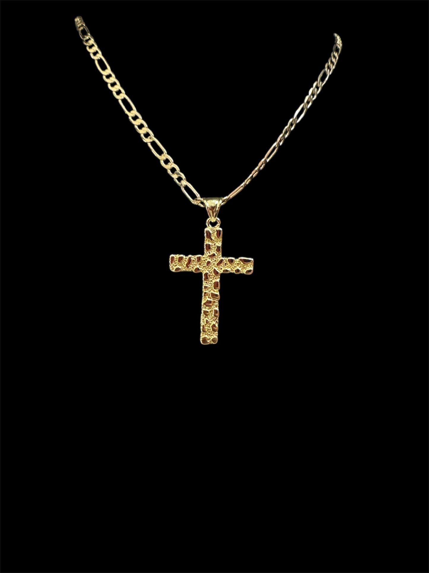 Gold Plain Cross Nugget Necklace