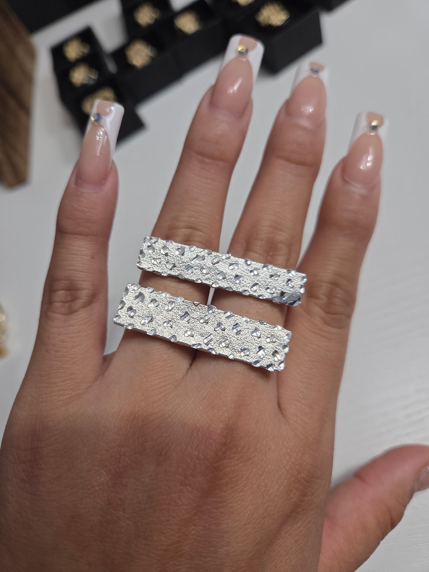 925 Silver Two Finger Nugget Ring (Double Ring)