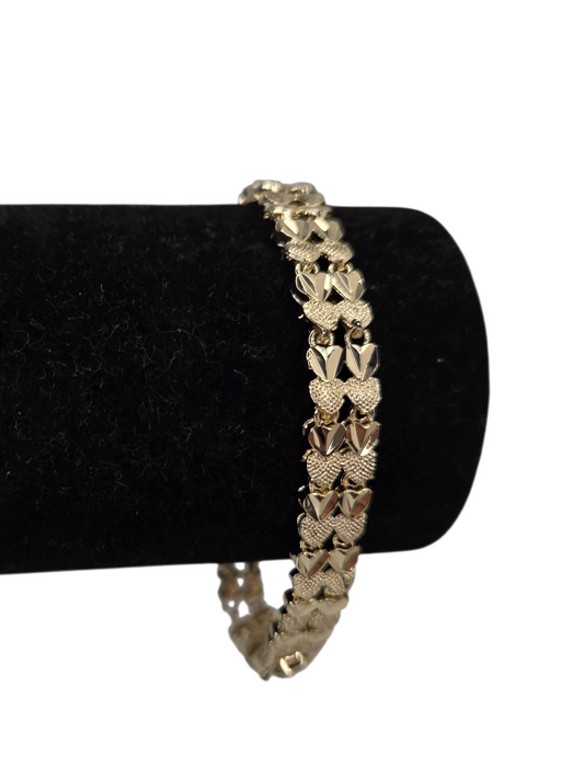 3 Tone Heart Stack Bracelet