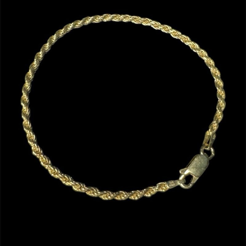 925 7” Rope Bracelet - Gold Plated Over Sterling Silver