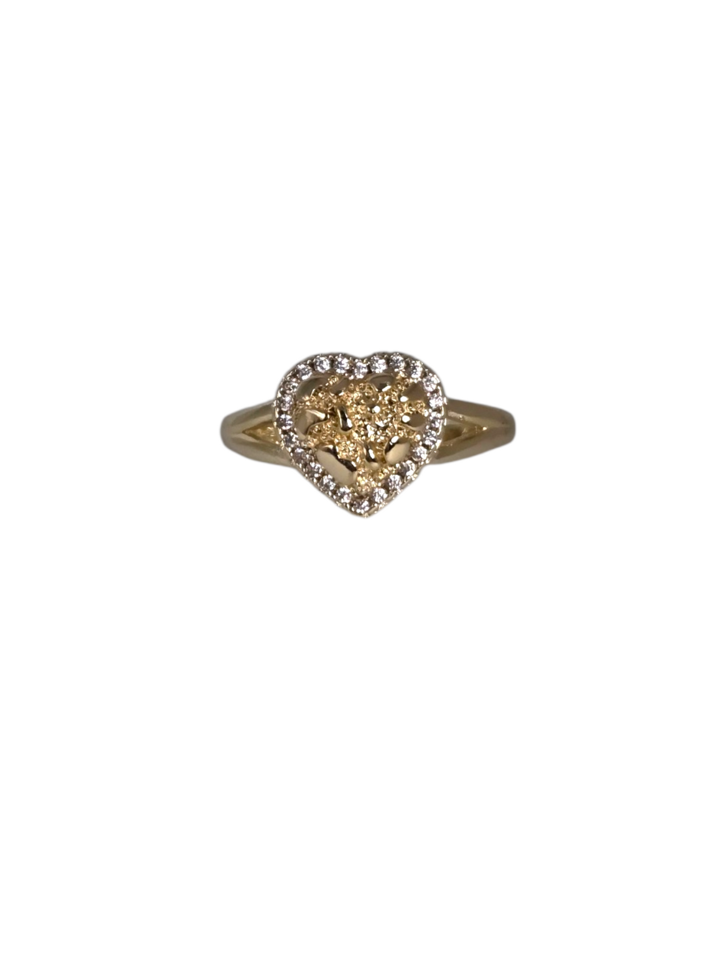 Gold Heart Nugget Stone Ring