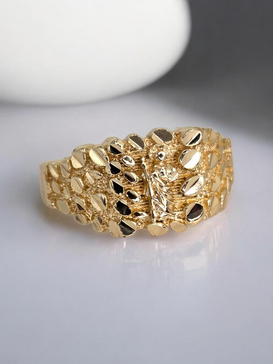 Saint Jude / San Judas Gold Nugget Ring