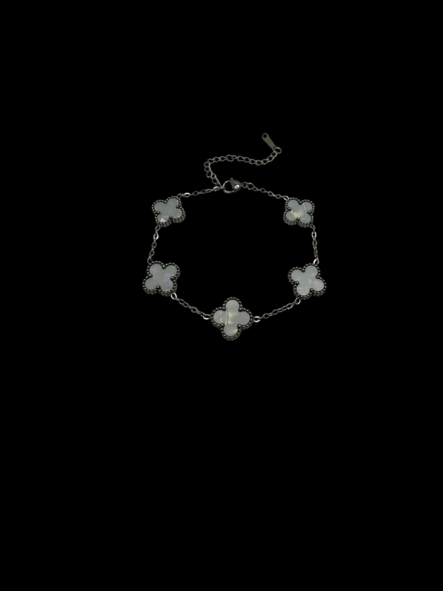 Silver & White Clover Bracelet