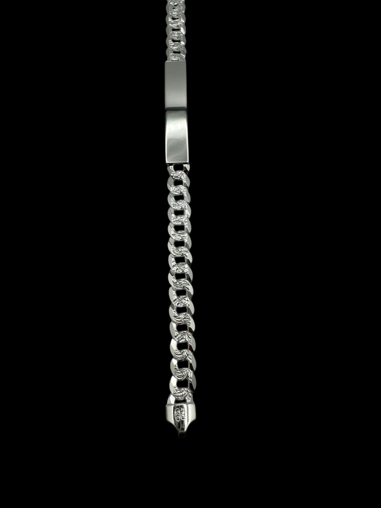 925 Diamond Cut Curb ID Bracelet