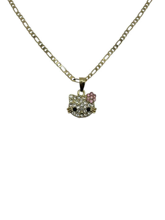 Pink Hello Kitty Necklace with CZ Stones