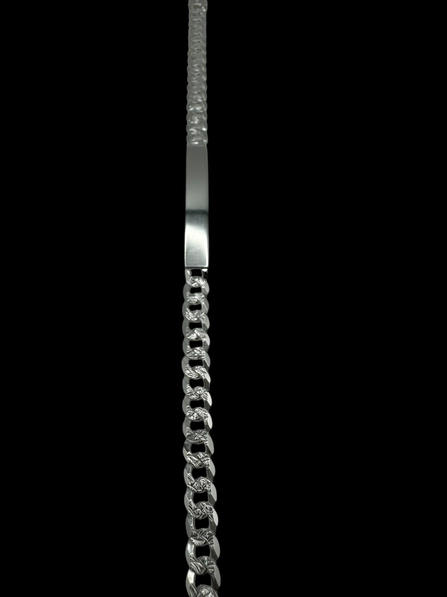 925 Diamond Cut Curb ID Bracelet