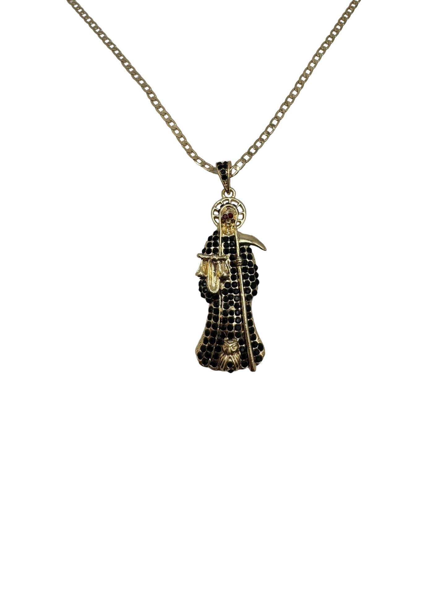 Black Santa Muerte Necklace