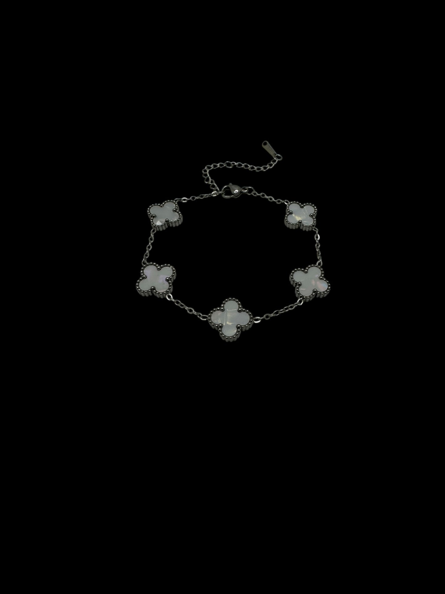 Silver & White Clover Bracelet