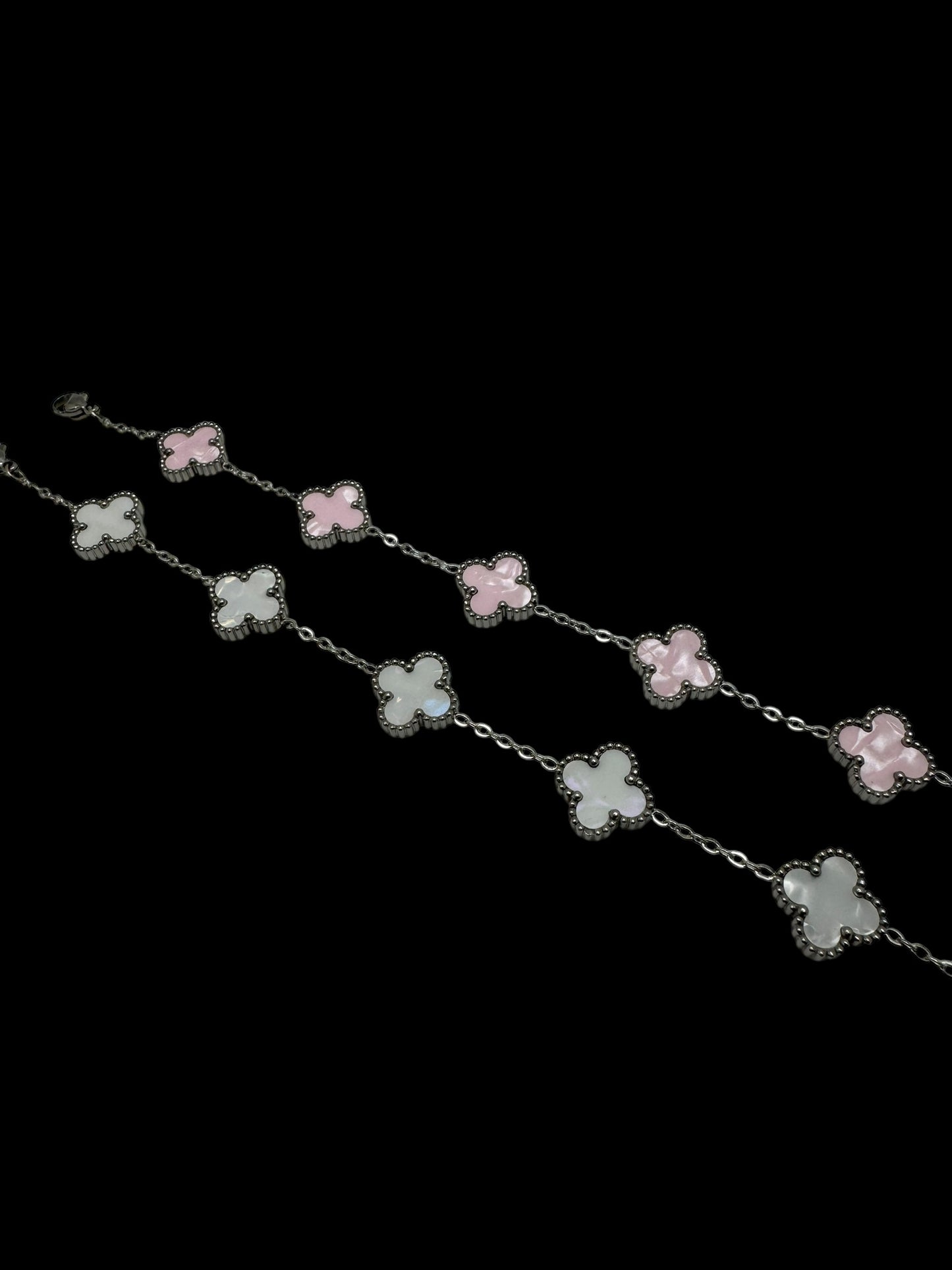 Silver & White Clover Bracelet