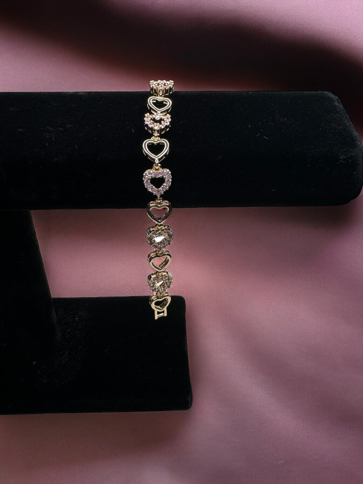 Pink & Clear Heart Bracelet