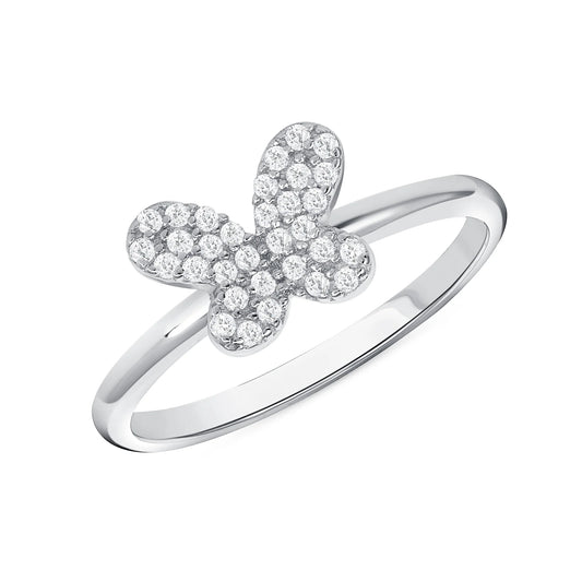 925 Rhodium Plated Butterfly Ring