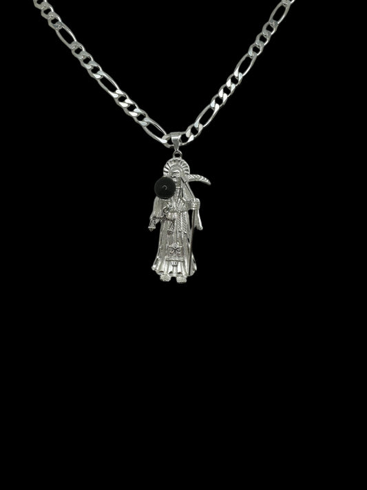 925 Sterling Silver Santa Muerte With Black Ball