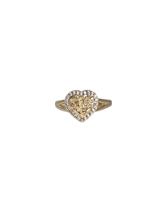 Gold Heart Nugget Stone Ring