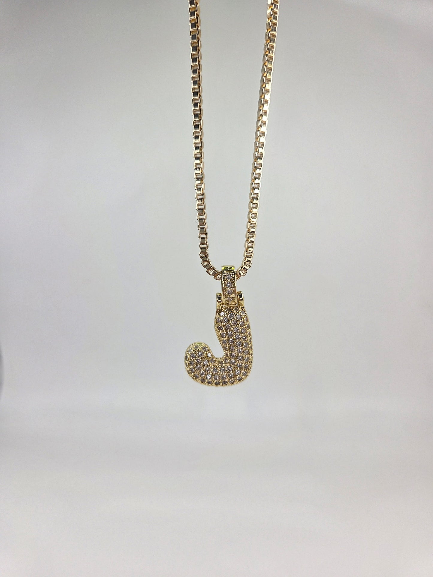 Bubble Initial Necklace Box Chain