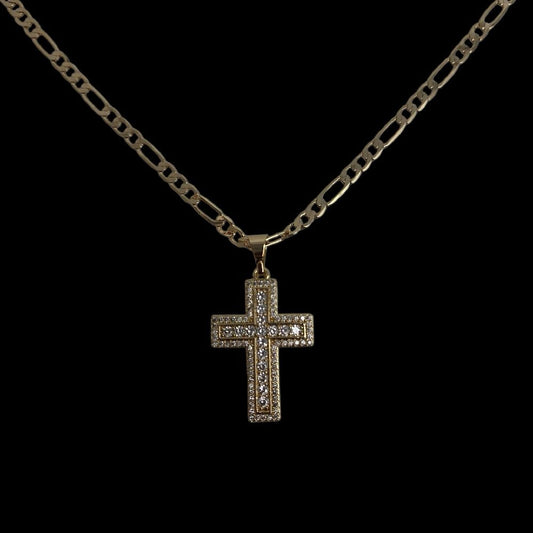 Cross Stone Necklace - 18k Gold Filled