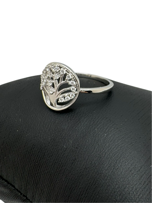 925 Rhodium Plated Tree of Life Ring