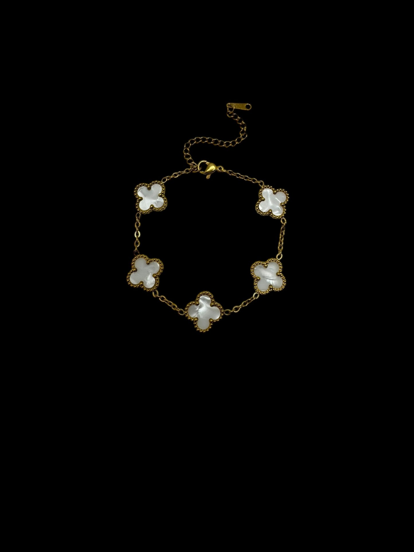 Stainless Steel White And Gold Clover Bracelet