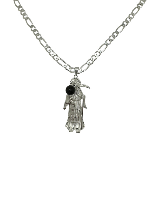 925 Sterling Silver Santa Muerte With Black Ball