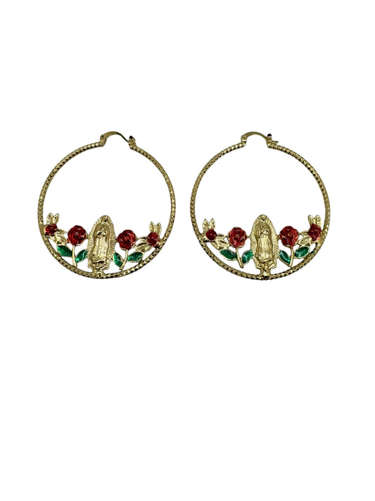 Gold Virgin Mary Hoops