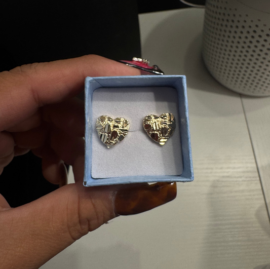 Gold Heart Nugget Earrings