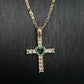 Pink and Green Heart Cross Necklace
