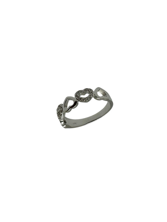 925 Rhodium Plated Hearts Ring