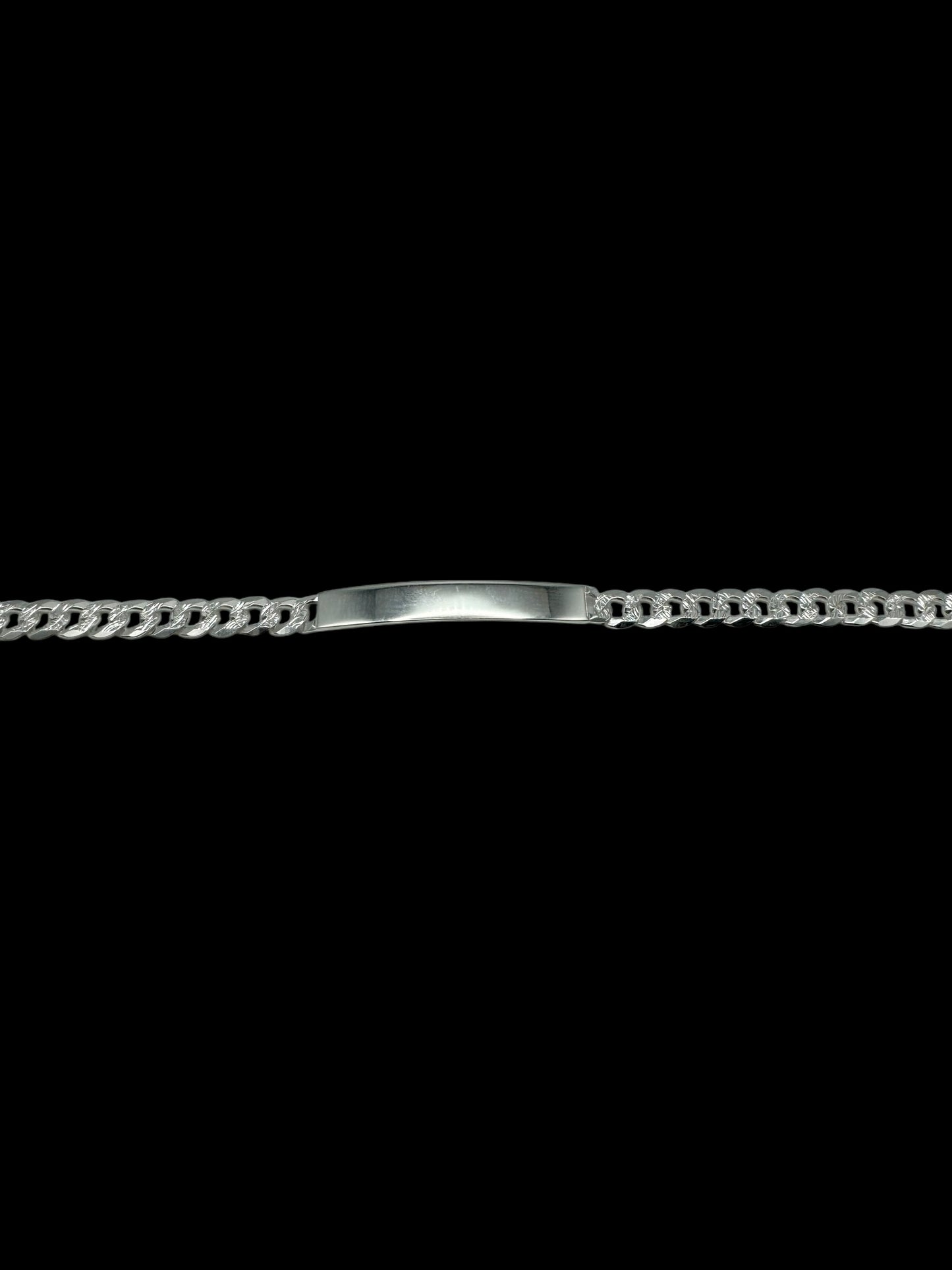 925 Diamond Cut Curb ID Bracelet