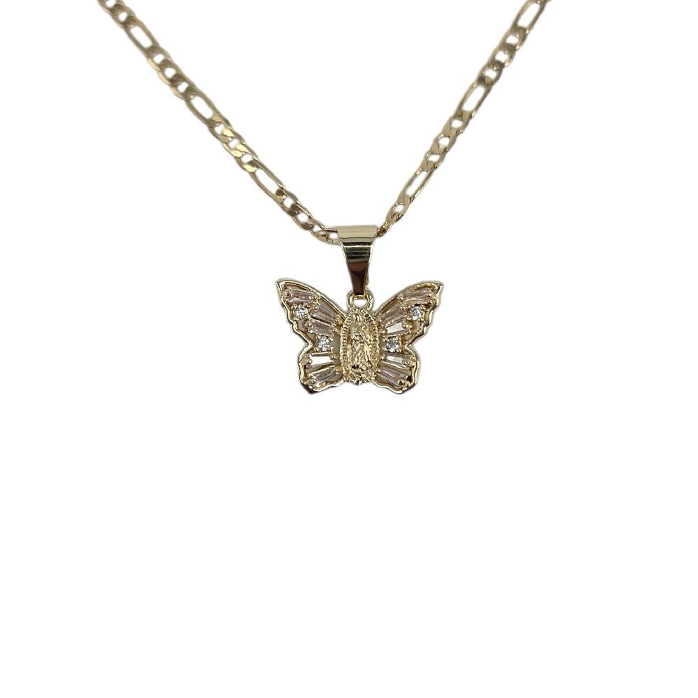 Virgin Mary Small Butterfly Necklace
