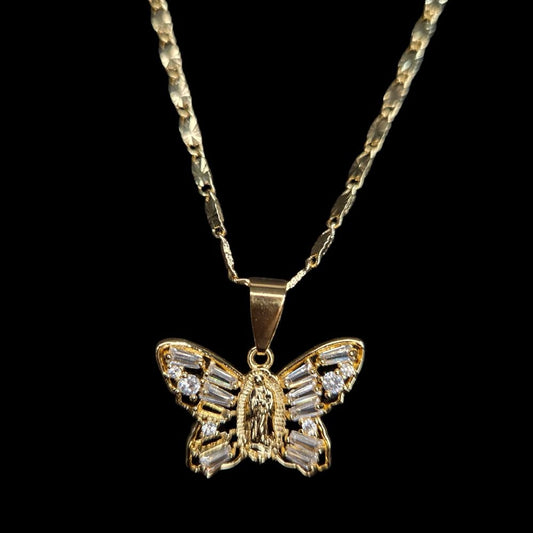 Virgin Mary Small Butterfly Necklace