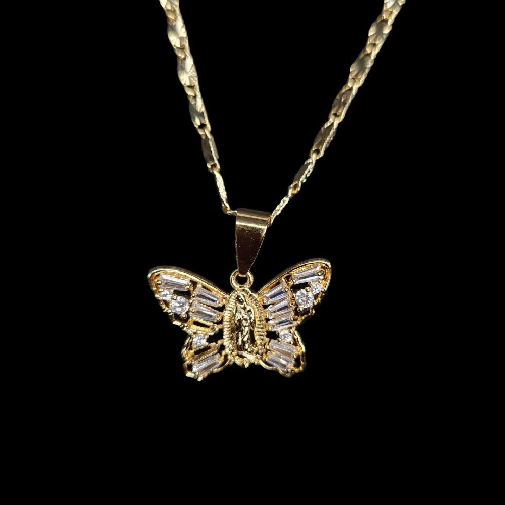 Virgin Mary Small Butterfly Necklace