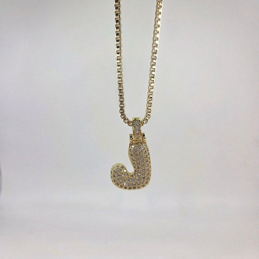 Bubble Initial Necklace Box Chain