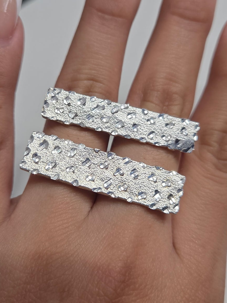 925 Silver Two Finger Nugget Ring (Double Ring)