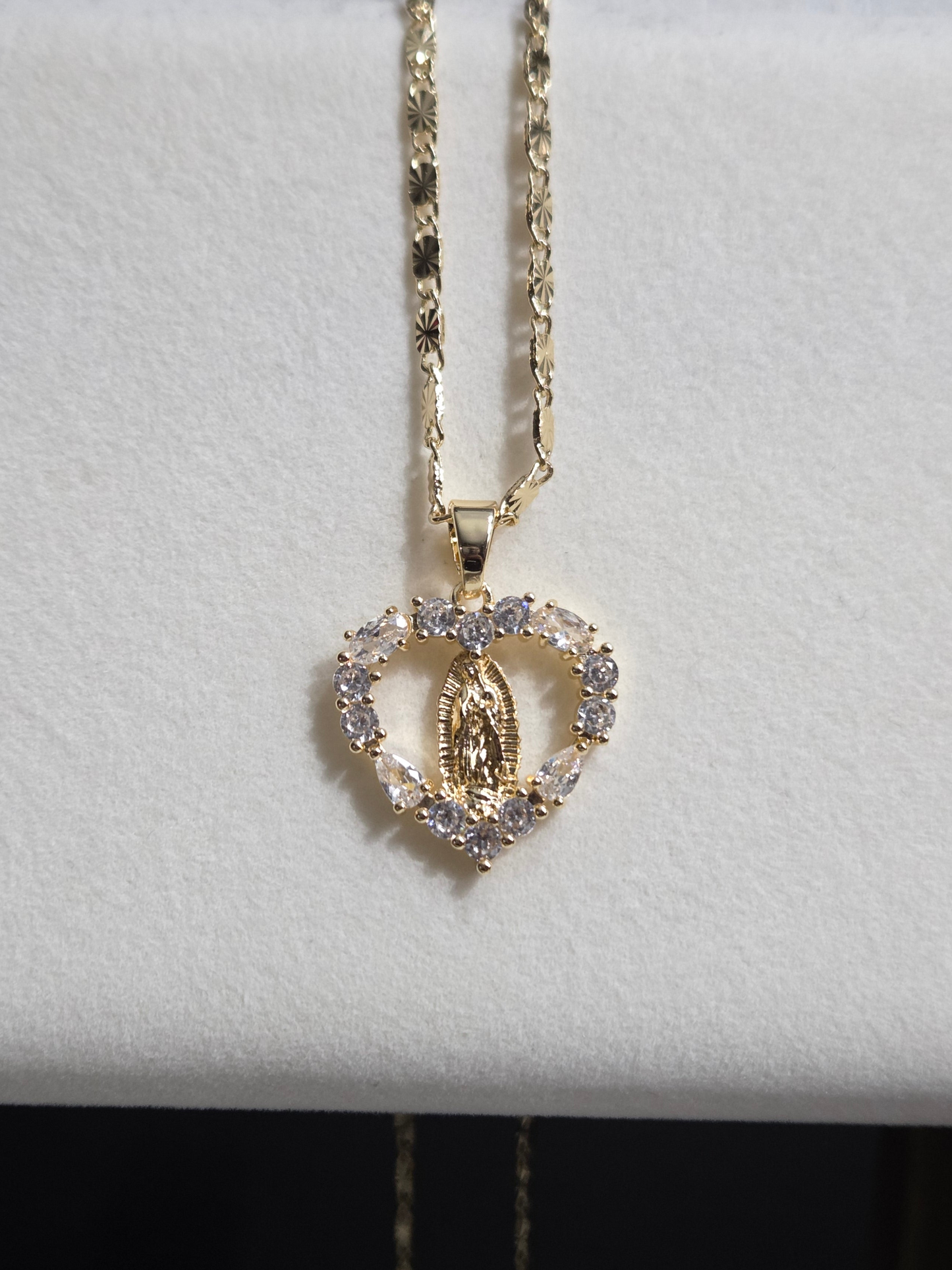 Virgen De Guadalupe Heart Stone Necklace