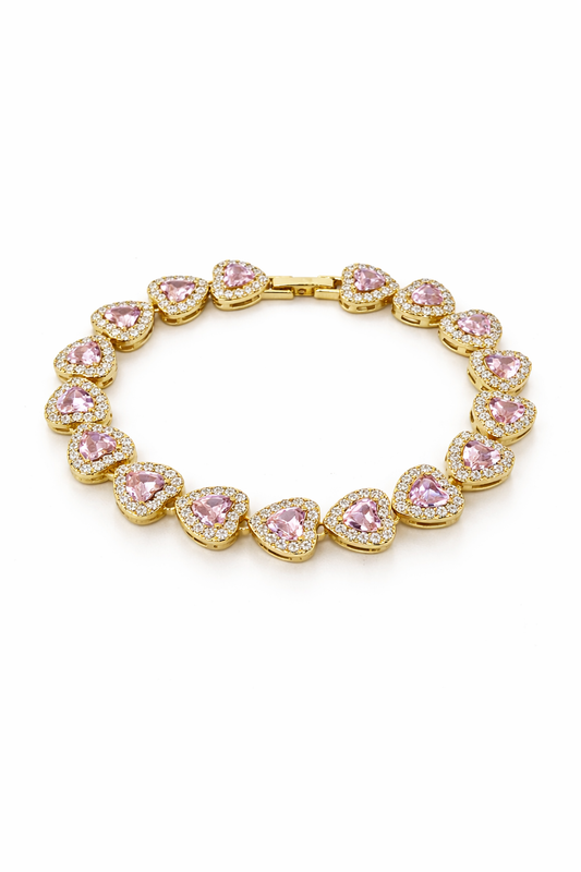 Icy Pink Heart Bracelet