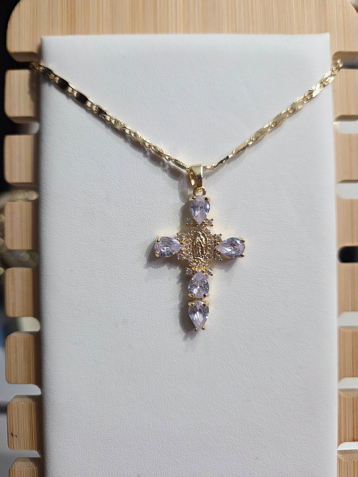 Virgen De Guadalupe Cross Stone Necklaces