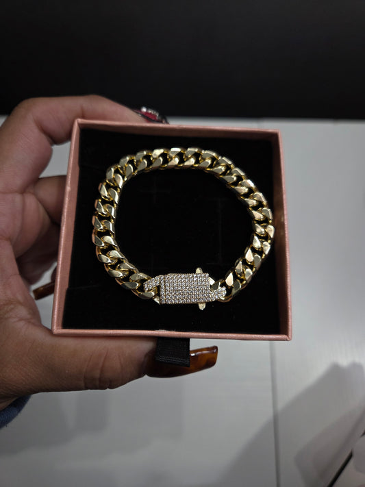 Thick Cuban Box Lock Bracelet For Men And Women