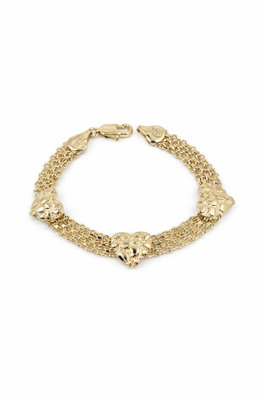 Gold Heart Nugget Bracelet